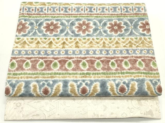 平和屋着物●九寸名古屋帯　作家物　絞り　花唐草間道　正絹　逸品　DAAV9461ob