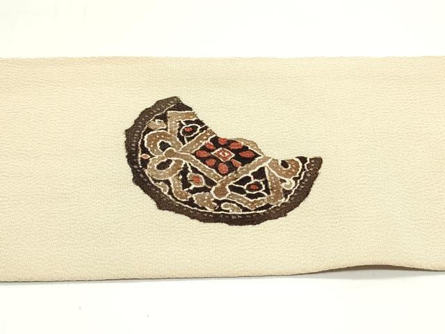 平和屋着物○九寸名古屋帯 型染め 正倉院花文 人