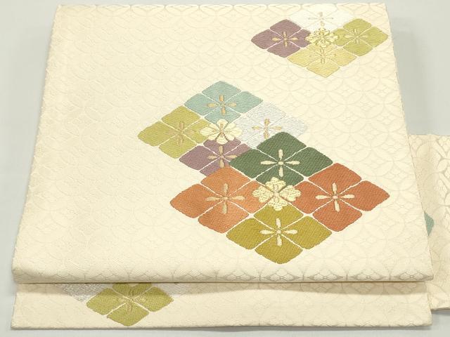 平和屋着物●九寸名古屋帯　唐織　作家物　七宝花菱文　金銀糸　正絹　逸品　DAAV9520ob