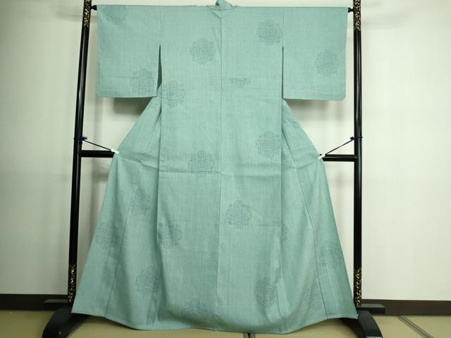 平和屋着物▽本場結城紬　単衣　100亀甲　正倉院花文　正絹　逸品　DAAV9522sf 平和屋着物▽本場結城紬 単衣 100亀甲 正倉院花文 正絹