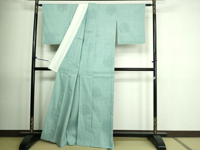 平和屋着物▽本場結城紬　単衣　100亀甲　正倉院花文　正絹　逸品　DAAV9522sf 平和屋着物▽本場結城紬 単衣 100亀甲 正倉院花文 正絹