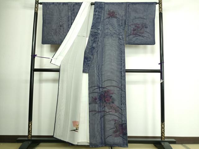 平和屋着物▽訪問着 単衣 無双 紗袷 紗×絽 地紙草花文 金彩 正絹 逸品