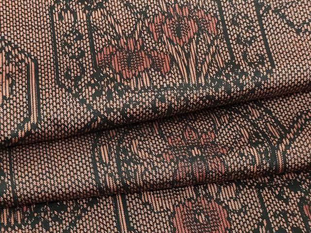 平和屋着物▽上質な紬　単衣　草花文　正絹　逸品　DAAV9532sf