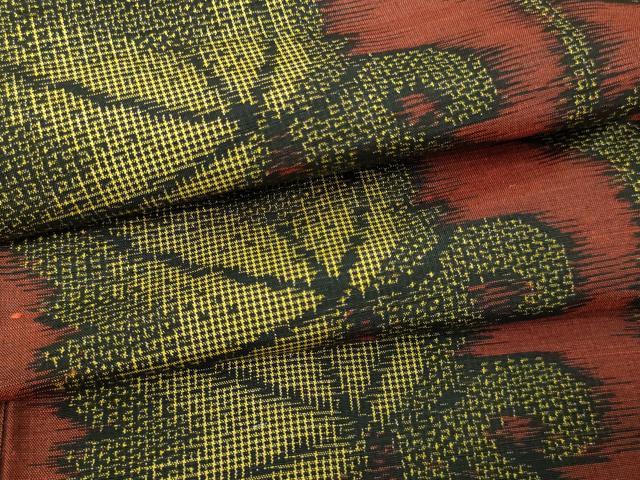 平和屋着物▽上質な紬　単衣　蔦の葉文　正絹　逸品　DAAV9535sf