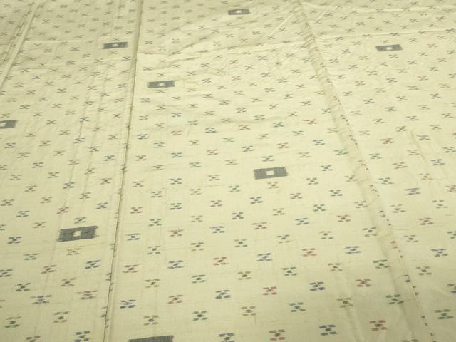 平和屋着物▽上質な紬　単衣　吉祥花文　正絹　逸品　DAAV9564sf