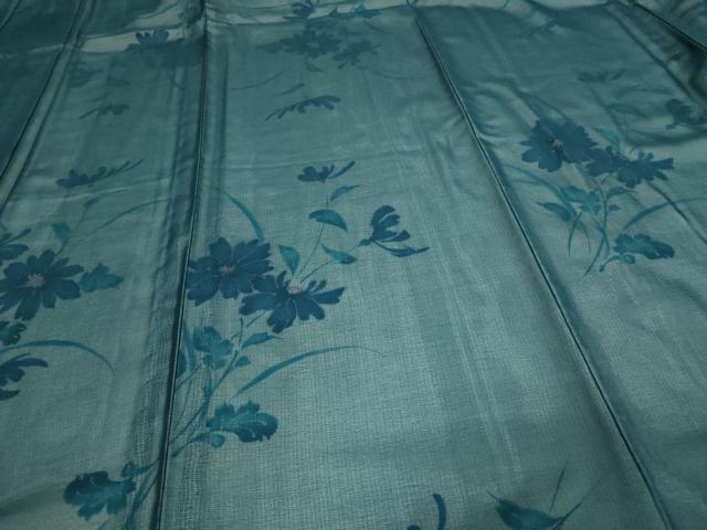 平和屋着物▽上質な小紋　単衣　紗袷　紗×絽　枝花文　正絹　逸品　DAAV9568sf