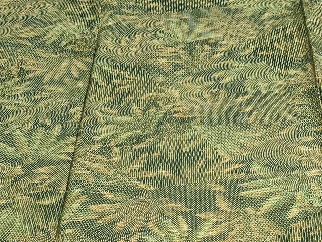 平和屋着物▽上質な紬　単衣　110亀甲　草葉文　正絹　逸品　DAAV9586sf 平和屋着物▽上質な紬 単衣 110亀甲 草葉文 正絹 逸品 DAAV9586sfの