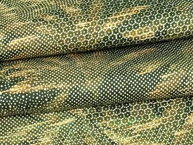 平和屋着物▽上質な紬　単衣　110亀甲　草葉文　正絹　逸品　DAAV9586sf