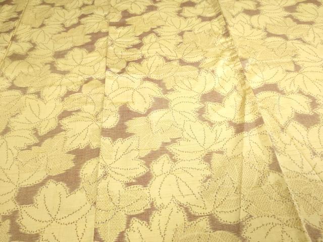 平和屋着物▽上質な紬　単衣　舞葉文　正絹　逸品　DAAV9589sf