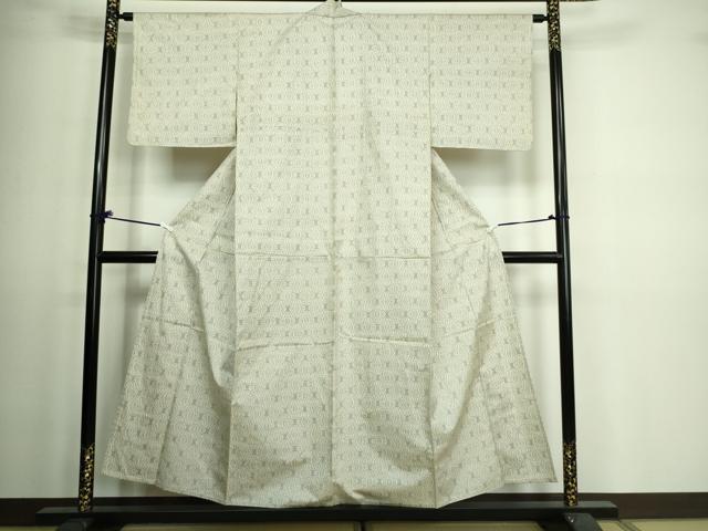 平和屋着物▽本場大島紬 白大島 単衣 麻の葉文様 正絹 逸品 DAAV9598sf