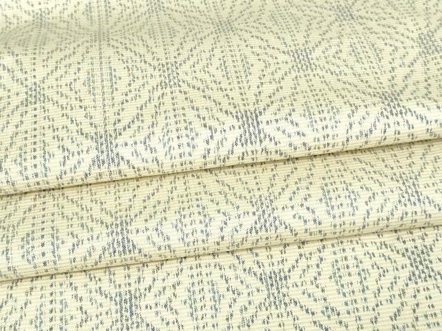 平和屋着物▽本場大島紬　白大島　単衣　麻の葉文様　正絹　逸品　DAAV9598sf