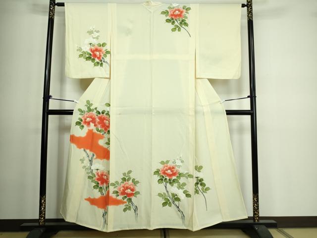 平和屋着物▽訪問着　単衣　枝花文　金彩　正絹　逸品　DAAV9600sf