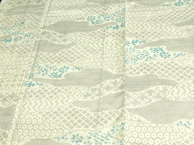 平和屋着物▽上質な紬 単衣 吉祥花文 正絹 逸品 DAAV9603sf