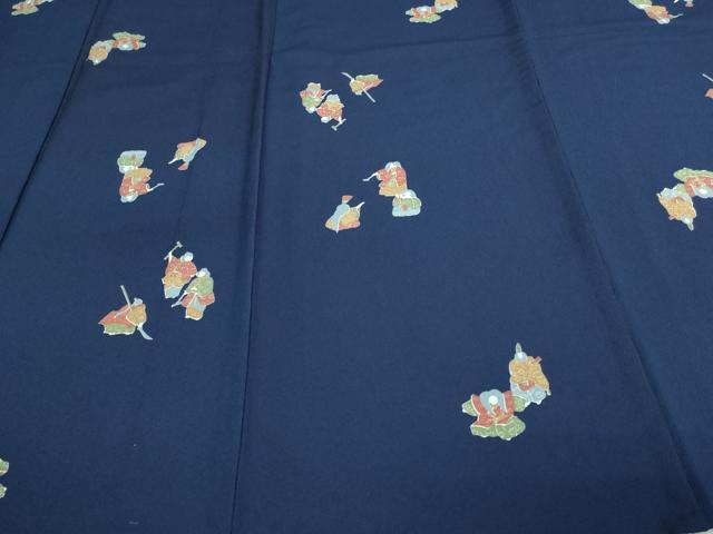 平和屋着物▽小紋　単衣　人物文　洗える着物　DAAV9604sf