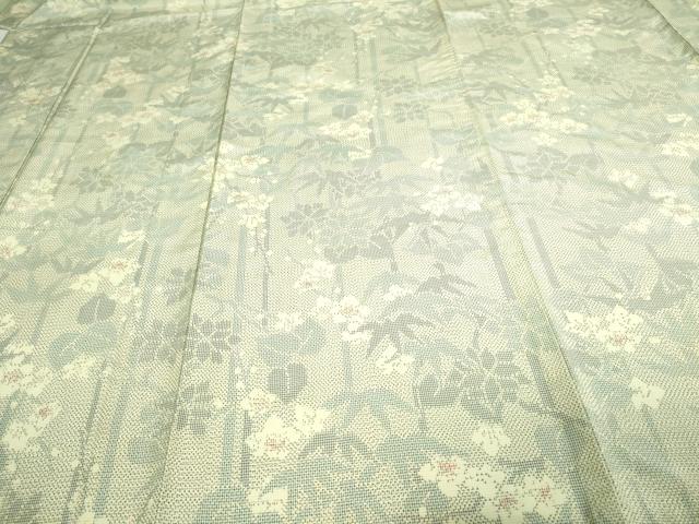 平和屋着物▽上質な紬　単衣　笹竹花文　正絹　逸品　DAAV9617sf 平和屋着物▽上質な紬 単衣 笹竹花文 正絹 逸品 DAAV9617sf 【公式通販】