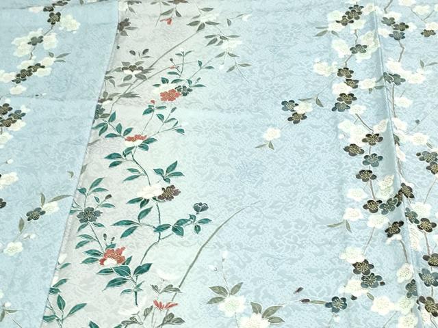 平和屋着物▽上質な小紋 単衣 草花文 暈し染め 金彩 正絹