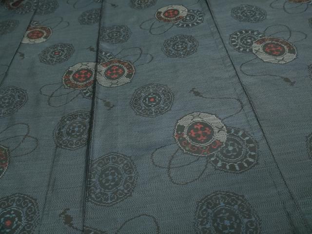 平和屋着物▽本場大島紬　単衣　正倉院花文　正絹　逸品　DAAV9636sf