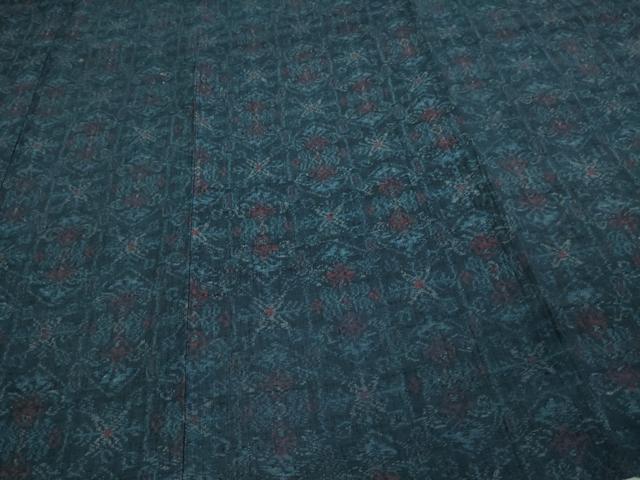 平和屋着物▽上質な紬 単衣 花唐草文 正絹 逸品 DAAV9638sf