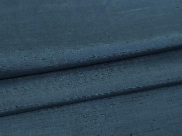平和屋着物▽上質な紬　単衣　留紺色　正絹　逸品　DAAV9641sf