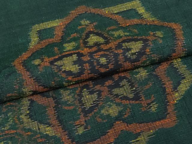 平和屋着物▽上質なお召 単衣 変わり市松文 黒地 正絹 逸品 DAAT9721az