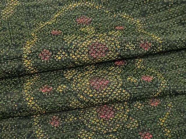 平和屋着物▽上質な紬　単衣　花菱文　正絹　逸品　DAAV9646sf