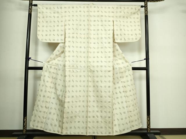 平和屋着物▽上質な紬　単衣　吉祥文　正絹　逸品　DAAV9652sf 平和屋着物▽上質な紬 単衣 吉祥文 正絹 逸品 DAAV9652sf