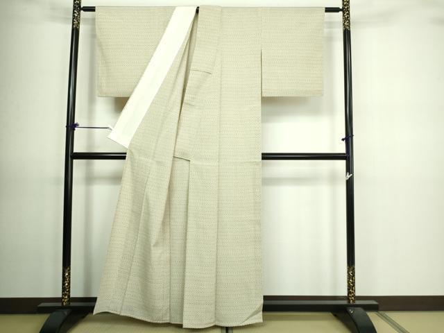 平和屋着物▽本塩沢 単衣 十字絣 正絹 逸品 DAAV9657sf