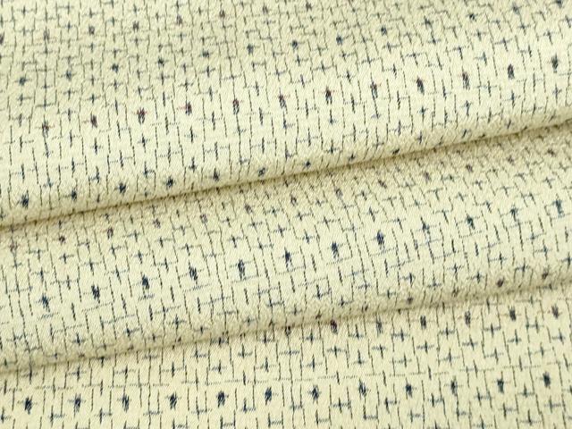 平和屋着物▽本塩沢　単衣　十字絣　正絹　逸品　DAAV9657sf