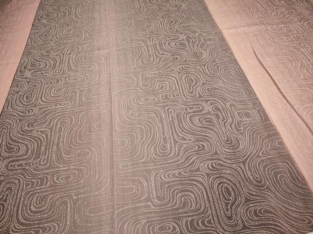 平和屋着物▽上質なお召 単衣 変わり市松文 黒地 正絹 逸品 DAAT9721az