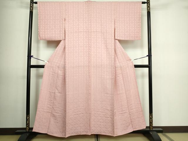 平和屋着物▽上質な色無地 単衣 流水地紋 蕎麦切色 正絹