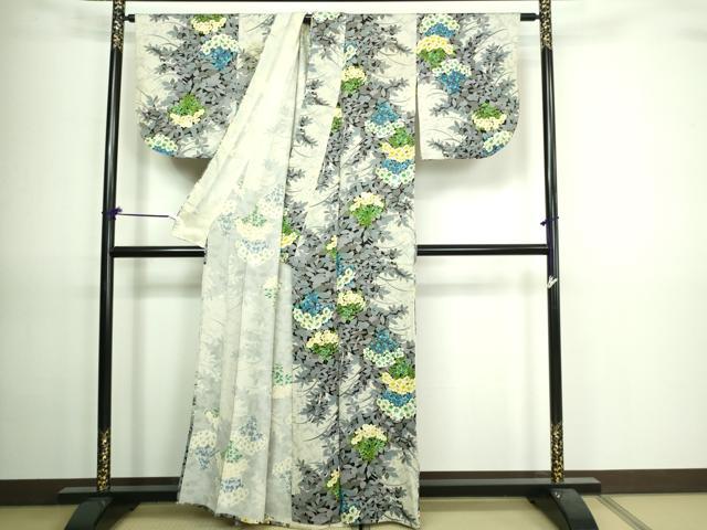 平和屋着物▽上質な小紋 単衣 紫陽花 金彩 正絹 逸品 DAAV9663sf 小紋