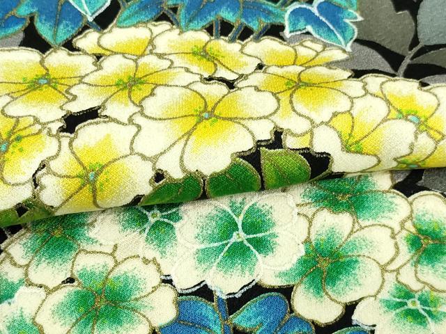 平和屋着物▽上質な小紋 単衣 紫陽花 金彩 正絹 逸品 DAAV9663sf 小紋