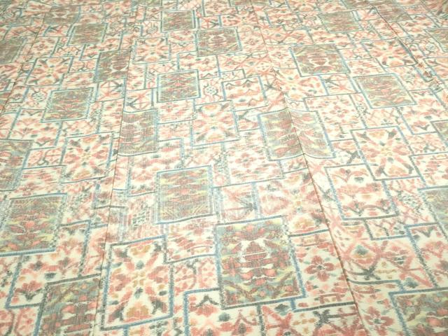 平和屋着物▽上質な紬　単衣　吉祥花文　正絹　逸品　DAAV9664sf 平和屋着物▽上質な紬 単衣 吉祥花文 正絹 逸品 DAAV9664sf