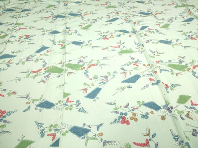 平和屋着物▽上質な小紋　単衣　枝花文　正絹　逸品　DAAV9668sf