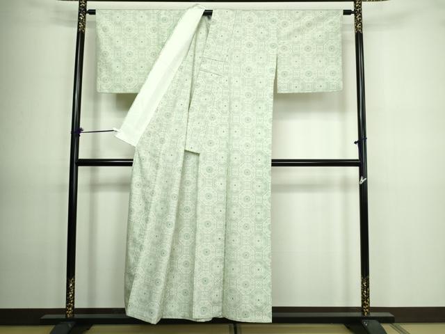 平和屋着物▽上質な紬 単衣 亀甲花文 正絹 逸品 DAAV9671sf