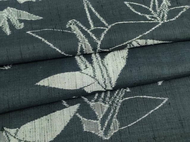 平和屋着物▽上質な紬　単衣　折り鶴　正絹　逸品　DAAV9675sf