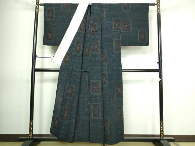 平和屋着物▽結城ちぢみ　単衣　花菱文　正絹　逸品　DAAV9679sf 平和屋着物▽結城ちぢみ 単衣 花菱文 正絹 逸品 DAAV9679sf 平和屋着物