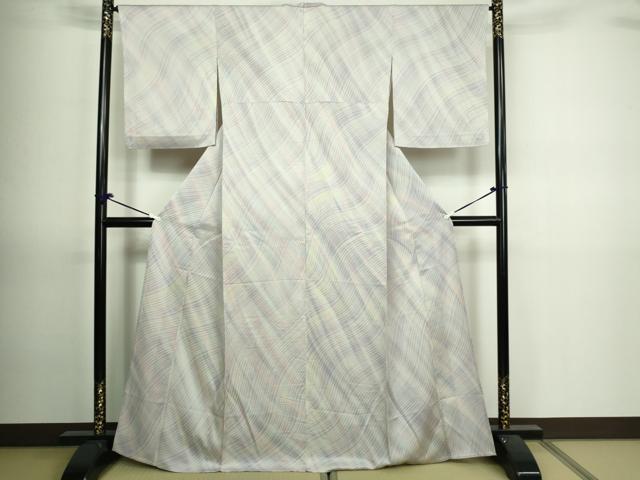 平和屋着物▽上質な小紋　単衣　斜縞　三越扱い　正絹　逸品　DAAV9684sf 平和屋着物▽上質な小紋 単衣 斜縞 三越扱い 正絹 逸品 DAAV9684sf