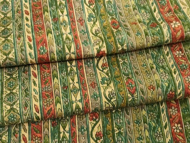 平和屋着物▽上質な紬　単衣　花唐草間道　正絹　逸品　DAAV9694sf