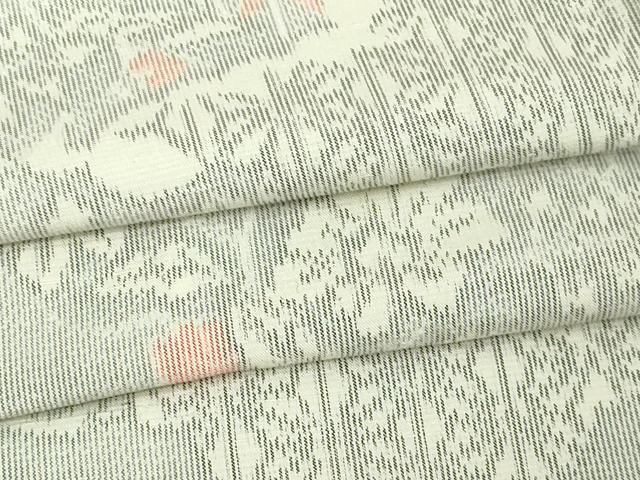 平和屋着物▽上質な紬　単衣　草花文　正絹　逸品　DAAV9696sf