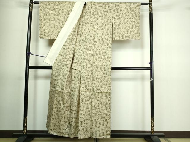 平和屋着物▽上質な紬 単衣 青海波 正絹 逸品 DAAV9699sf