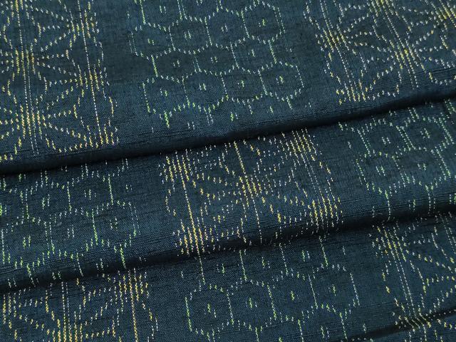 平和屋着物▽上質な紬　単衣　亀甲花文　正絹　逸品　DAAV9700sf