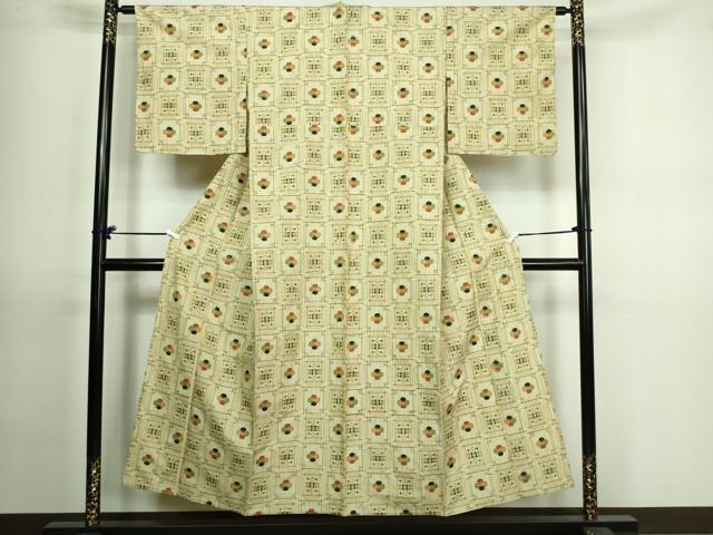 平和屋着物▽上質な紬 単衣 舞花文 正絹 逸品 DAAV9702sf