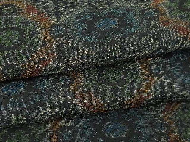 平和屋着物▽上質な紬　単衣　花菱文　正絹　逸品　DAAV9715sf