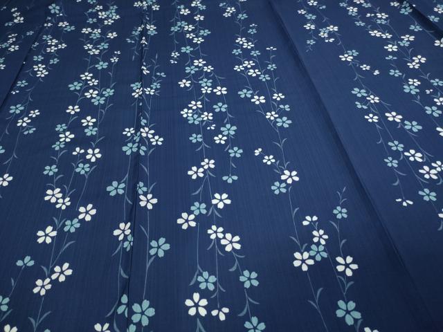 平和屋着物▽小紋　単衣　枝垂桜文　洗える着物　DAAV9728sf