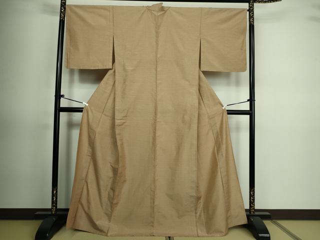 平和屋着物▽上質な紬　単衣　格子　正絹　逸品　DAAV9733sf 平和屋着物▽上質な紬 単衣 格子 正絹 逸品 DAAV9733sf