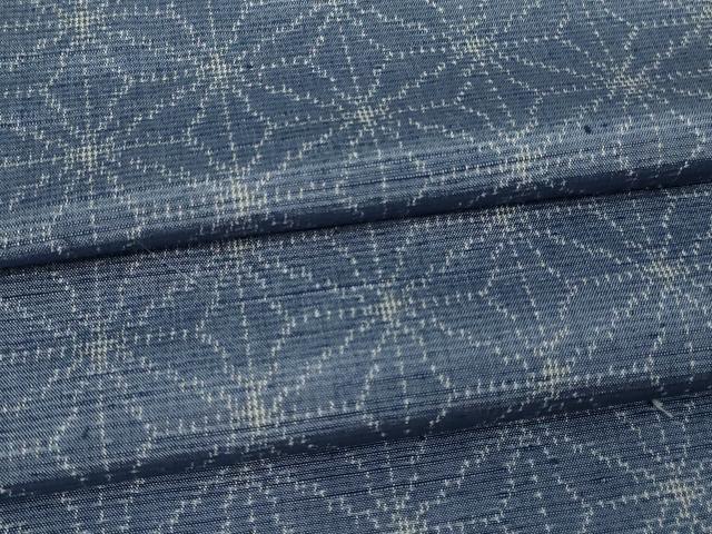 平和屋着物▽上質な紬　単衣　麻の葉文様　正絹　逸品　未使用　DAAV9741sf