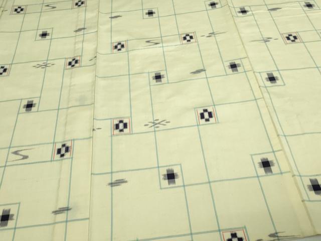 平和屋着物▽上質な紬　単衣　吉祥花文　正絹　逸品　DAAV9746sf