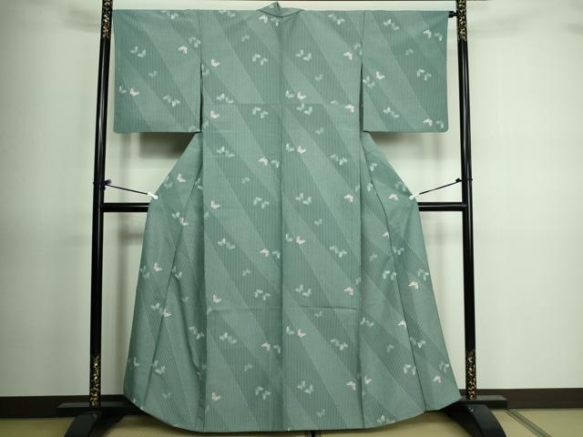 平和屋着物▽小紋 単衣 花蝶文 洗える着物 DAAV9760sf