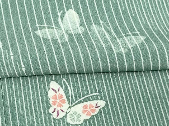 平和屋着物▽小紋 単衣 花蝶文 洗える着物 DAAV9760sf